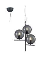 Trio Pure 302000342 antraciet grijze hanglamp met rookglas