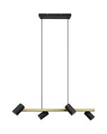 Trio Marley 302400480 mat zwart met goud hanglamp