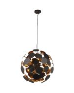 Searchlight Discus 3076-6BG zwarte hanglamp met goud kleurige binnenzijde