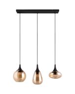 Trio Lumina 317000313 zwarte hanglamp met amber glas