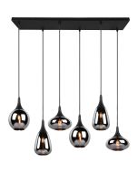 Trio Lumina 317000632 zwarte hanglamp met verchroomde kappen