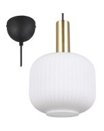 Trio Diva 319800108 messing hanglamp met ribbelglas