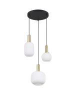 Trio Diva 319830308 mat messing hanglamp met ribbelglas
