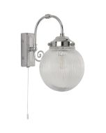 Searchlight Belvue 3259CC chromen badkamer wandlamp met geribbeld glas