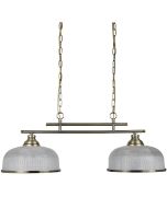 Searchligth Bistro 3592-2AB antiek bronzen hanglamp met holofaan glas