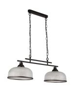 Searchlight Highworth 3592-2BK zwarte hanglamp met holofaan glas