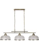 Searchlight Bistro 3593-3AB antiek bronzen hanglamp met holofoon glas