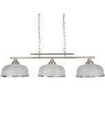 Hanglamp Bistro 3593-3SS staal kleurige hanglamp met holofaan glas