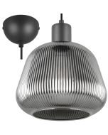Trio Tarifa 362800132 zwarte hanglamp met ribbelglas