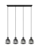 Trio Tarifa 362800432 zwarte hanglamp met ribbelglas