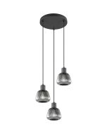 Trio Tarifa 362830332 zwart ribbelglazen hanglamp