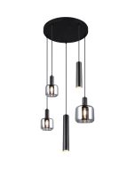 Trio Mataro 364130532 zwarte hanglamp met verchroomd glas