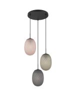 Trio Facette 364230317 amber, groen en rookglazen hanglamp