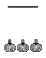 Trio Gila 365700332 zwarte hanglamp met drie kappen