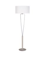 Trio Paris 400200107 staal kleurige vloerlamp met wit textiel