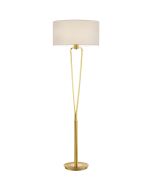 Trio Paris 400200108 messing vloerlamp met wit textiel