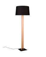 Trio Rahul 447610232 houten vloerlamp met zwarte kap