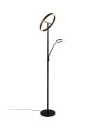 Trio Willis 449510232 zwarte uplighter met leeslamp