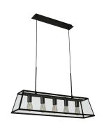 Searchlight Voyager 4614-5BK zwarte hanglamp met helder glas