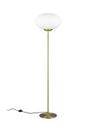 Trio Fomento mat messing vloerlamp met wit glas