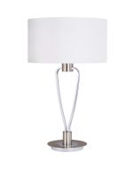 Trio Paris 500200107 staal kleurige tafellamp met textiel