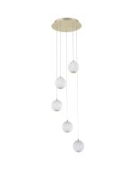 Searchlight Allure 51481-5SB messing hanglamp met acryl bollen