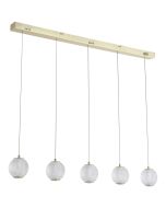 Searchlight Allure 51485-5SB messing hanglamp met acryl bollen
