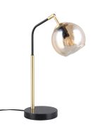 Trio Paxton 516900180 zwart gouden tafellamp met amber glas