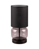 Trio Elio 517800154 rookglazen tafellamp met zwarte kap