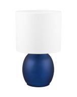 Trio Vela 517900112 blauw glazen tafellamp met witte kap