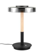 Trio Celeste 554910132 zwarte tafellamp met verchroomd glas
