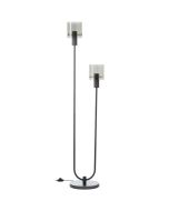 Brilliant Riffelini 60136/93 zwarte vloerlamp met rookglas