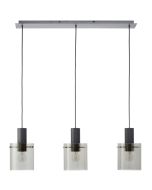 Brilliant Riffelini 60138/93 zwarte hanglamp met drie rookglazen kappen