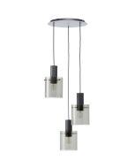 Brilliant Riffelini 60139/93 zwarte hanglamp met rookglas