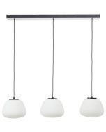 Brilliant Kaizen 60155/76 zwarte hanglamp met wit ribbelglazen kappen