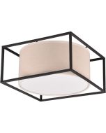 Trio Ross 603100244 zwarte plafondlamp met beige textiel
