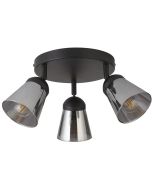 Searchlight Mega 61170-3SM mat zwarte plafondspot met rookglazen kapjes
