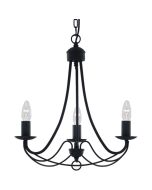 Searchlight Maypole 6343-3BK zwart metalen drie lichts kroonluchter