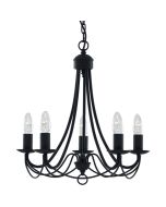 Searchlight Maypole 6345-5BK zwarte vijf lichts kroonluchter
