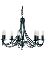 Searchlight Maypole 6348-8BK zwarte acht lichts kroonluchter