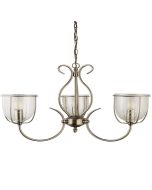 Searchlight Silhouette 6353-3AB klassiek bronzen kroonluchter met gespikkeld glazen kapjes