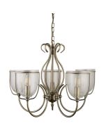 Searchlight Silhouette 6355-5AB antiek bronzen kroonluchter met gespikkeld glas
