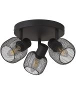 Searchlight Meshy 81201-3BK mat zwarte plafondspot met spotjes van metaal gaas