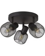 Searchlight Meshy 81201-3BK mat zwarte plafondspot met spotjes van metaal gaas