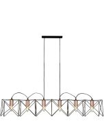 Searchlight Anthea 8616-6BK zwarte hanglamp met koperen lamphouders