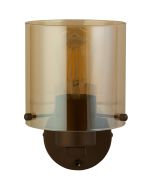 Searchlight Zweden 88912-1MO mokka kleurige wandlamp met amber glas