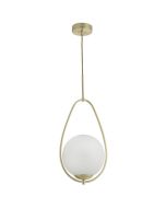 Searchlight Avalon 9171-1GO goud kleurige hanglamp met opaal glas