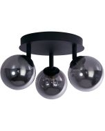 Searchlight Crosby 96913-3BK zwarte spot met drie rookglazen bollen