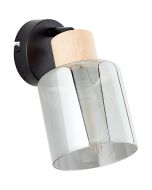 Brilliant Weald 99837/93 zwarte spot met hout en rookglas