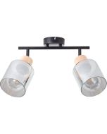 Brilliant Weald 99838/93 zwarte spot met hout en rookglas